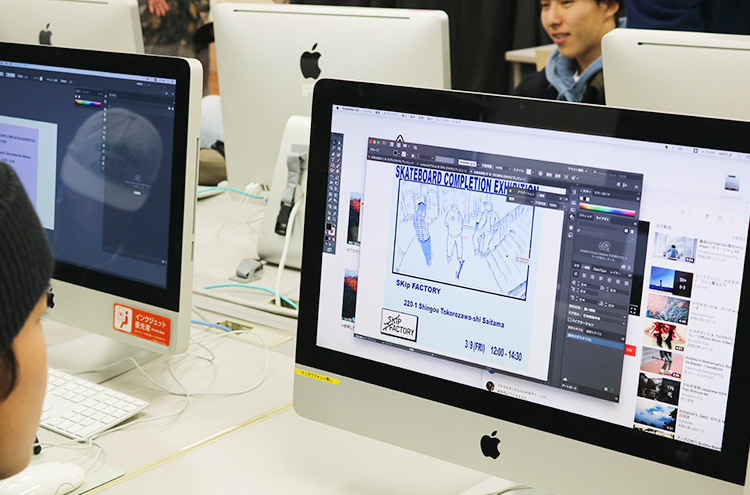 校内にある専用施設でデザインの学習
